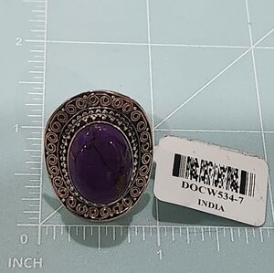 NWT JTV 18× 13 MM Purple Turquoise Sterling Silver Ring Size 7